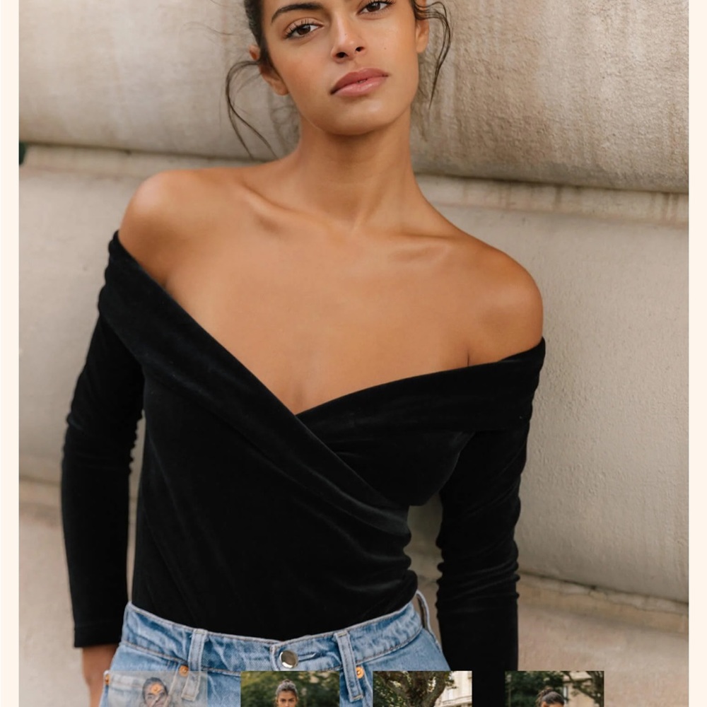 Flair MADE IN FRANCE BLACK VELVET BODY SUIT100%